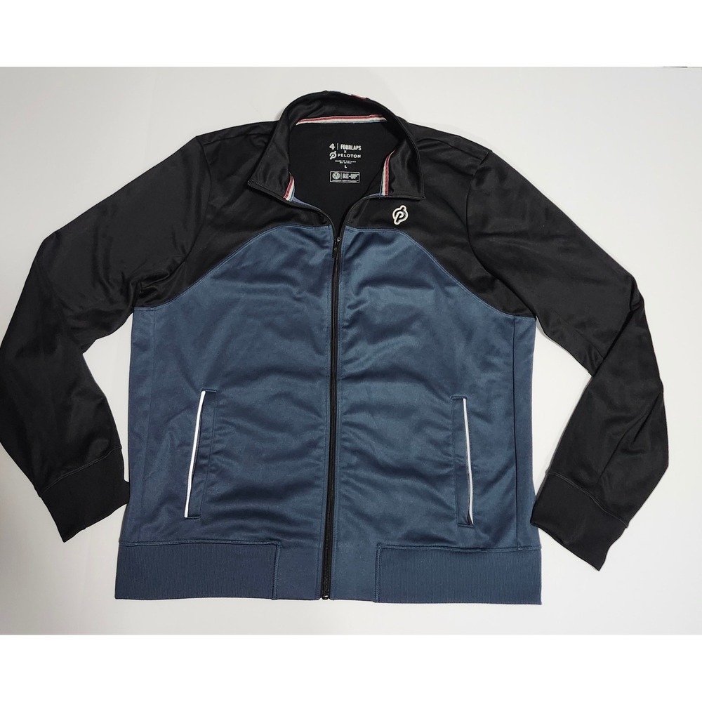 Fourlaps x Peloton Mens Track Jacket Blue Black Full Zip Colorblock Large